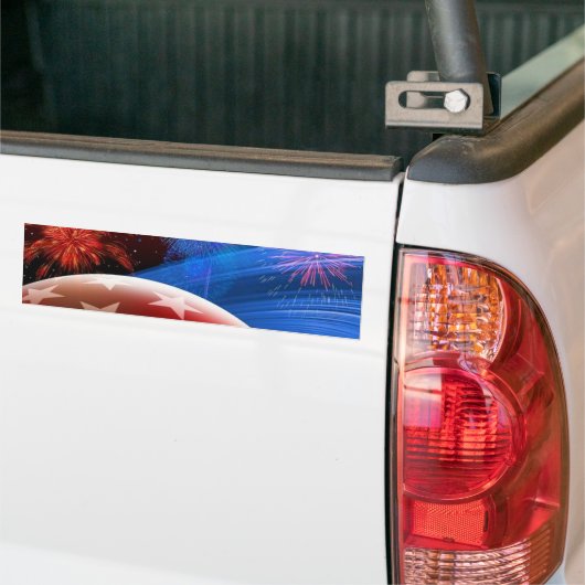 Red White Blue Stars en Fireworks Bumpersticker (Op Truck)