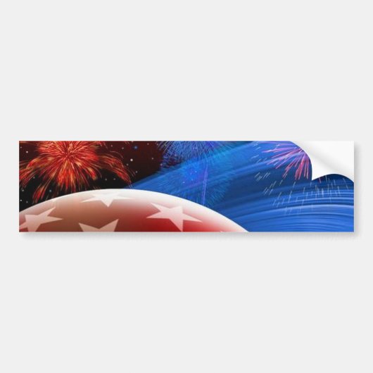 Red White Blue Stars en Fireworks Bumpersticker (Voorkant)