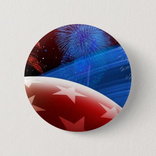 Red White Blue Stars en Fireworks Button (Voorkant)