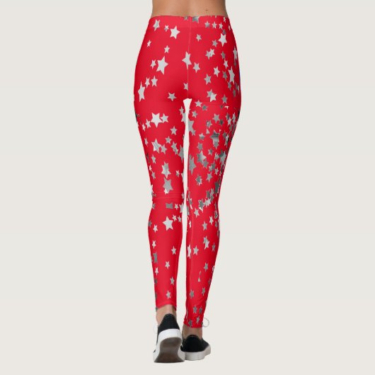 Red White Blue Stars Fun, 4 juli Leggings (Achterkant)