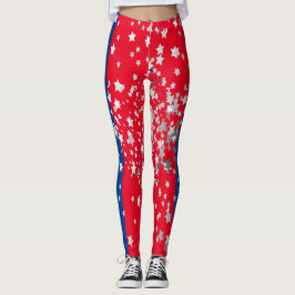 Red White Blue Stars Fun, 4 juli Leggings