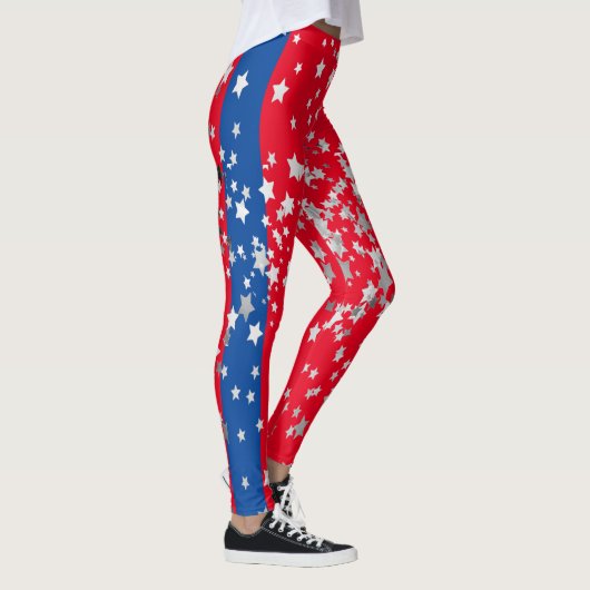 Red White Blue Stars Fun, 4 juli Leggings (Rechts)