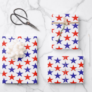 Red White Blue Stars Inpakpapier Vel