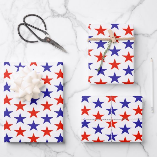 Red White Blue Stars Inpakpapier Vel (Voorkant)