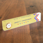 Red White Blue / Stars (Jouw naam) Gold Background Naambordje (Zijkant)