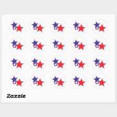 Red White Blue Stars Patriotic Ronde Sticker (Vel)
