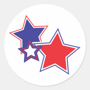 Red White Blue Stars Patriotic Ronde Sticker