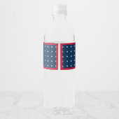 Red White Blue Stars Pattern 4 juli BBQ Party Waterfles Etiket (Achterkant)