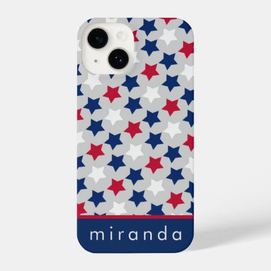 Red White Blue Stars Persoonlijke naam iPhone Case iPhone Hoesje (Achterkant)