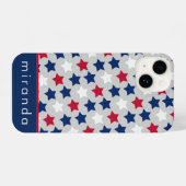 Red White Blue Stars Persoonlijke naam iPhone Case iPhone Hoesje (Achterkant horizontaal)