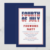 Red White Blue Stars Stripes 4 juli Partij Kaart (Voorkant / Achterkant)