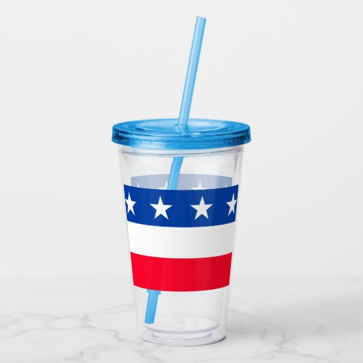Red White Blue Stars Stripes Patriotic Acryl Drinkbeker (Achterkant)