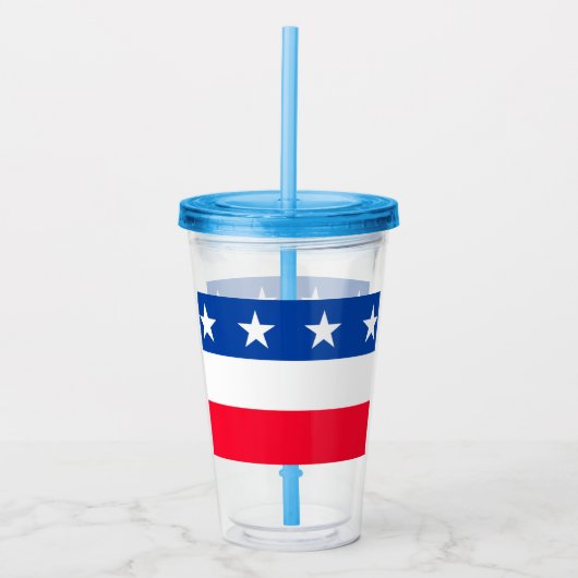 Red White Blue Stars Stripes Patriotic Acryl Drinkbeker (Voorkant)
