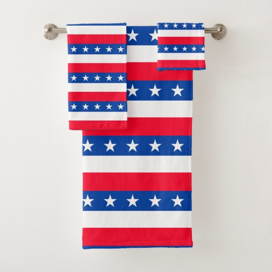 Red White Blue Stars Stripes Patriotic Bad Handdoek (Insitu)