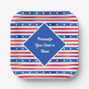 Red White Blue Stars Stripes USA Patriotic Papieren Bordje