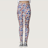 Red White Blue Stars Trendy Yoga Pant Leggings (Voorkant)