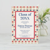 Red White Blue Stars VS militair Afstuderen invull Kaart (Staand voorkant)