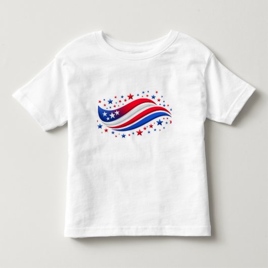 Red White Blue Stars & Wave Design – USA Pride Shi Kinder Shirts (Voorkant)