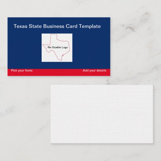 Red, White Blue State of Texas Visitekaartje (Voorkant / Achterkant)