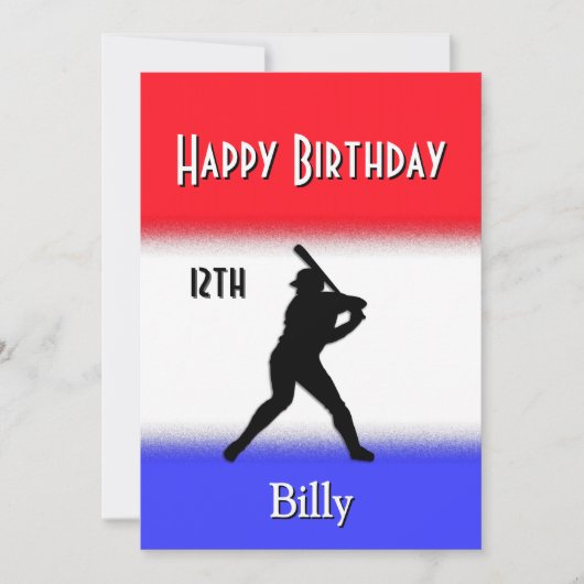 Red White Blue Stripe Baseball Birthday Party Kaart (Voorkant)