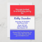 Red White Blue Stripe Baseball Birthday Party Kaart (Achterkant)