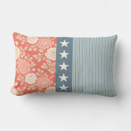 Red White Blue Stripe Block Print Stars Kussen