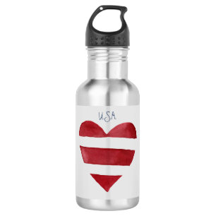 Red White Blue Stripe Waterverf Hearts, VS. Waterfles