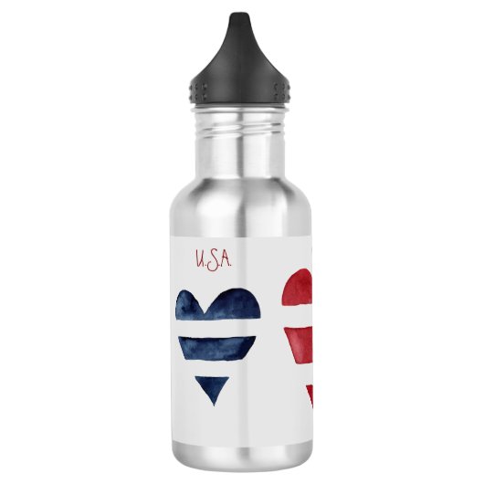 Red White Blue Stripe Waterverf Hearts, VS. Waterfles (Links)