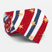 Red White Blue Striped 4 juli Gold Star Spangled Stropdas (Opgerold)