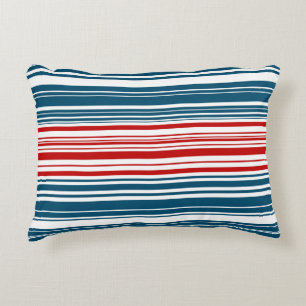 Red White Blue Striped Patroon Accent Kussen