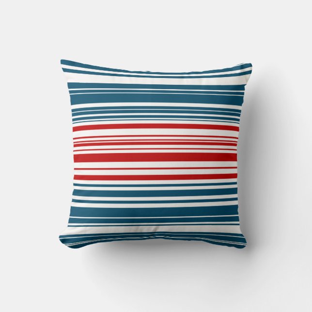 Red White Blue Striped Patroon Kussen (Voorkant)