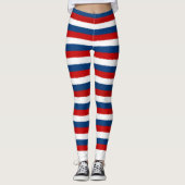 Red White Blue Striped Patroon Leggings (Voorkant)