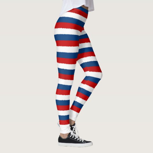 Red White Blue Striped Patroon Leggings (Rechts)