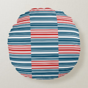 Red White Blue Striped Patroon Rond Kussen