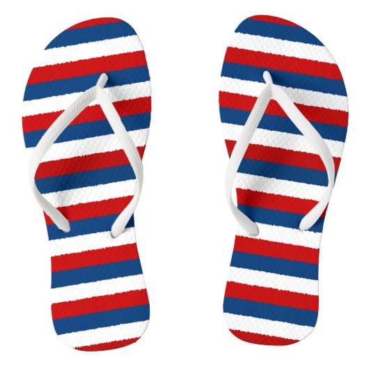 Red White Blue Striped Patroon Teenslippers (Voetbed)