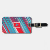 Red White Blue Stripes Personaliseer bagage Bagagelabel (Voorkant horizontaal)