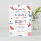 Red White Blue Summer Baby Sprinkle nodigt Kaarten (Staand voorkant)