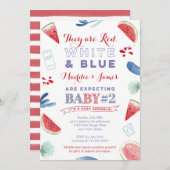 Red White Blue Summer Baby Sprinkle nodigt Kaarten (Voorkant / Achterkant)