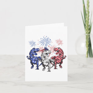 Red White Blue T Rex Dinosaur Fireworks 4 juli Kaart