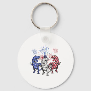 Red White Blue T Rex Dinosaur Fireworks 4 juli Sleutelhanger