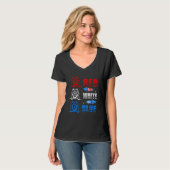Red White Blue Three Cute Chow Chow 4th July Ameri T-shirt (Voorkant volledig)