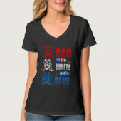 Red White Blue Three Cute Chow Chow 4th July Ameri T-shirt (Voorkant)