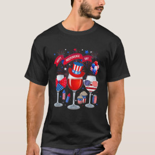 Red White Blue Three Wine Gels Amerikaanse vlag 4t T-shirt