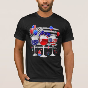 Red White Blue Three Wine Gels Amerikaanse vlag 4t T-shirt