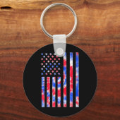 Red White Blue Tie Dye American Flag 4th O Sleutelhanger (Voorkant)