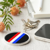 Red White Blue Tri Bar Stripes Sleutelhanger (Zijkant)