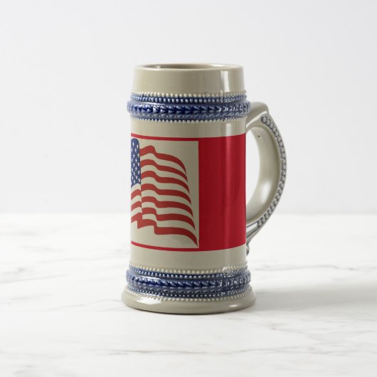 Red White Blue US vlag Patriotic Beer Stein Bierpul (Voorkant rechts)