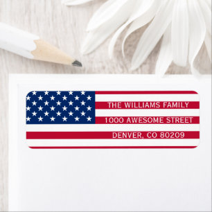 Red White Blue USA American Flag Patriotic Country Etiket