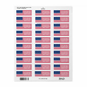 Red White Blue USA American Flag Patriotic Country Etiket (Full Sheet)