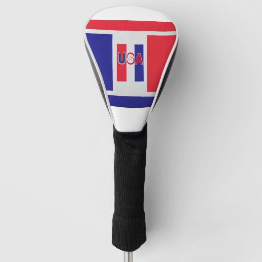 Red White Blue USA Golf Driver Hoesje Golfheadcover (Voorkant)